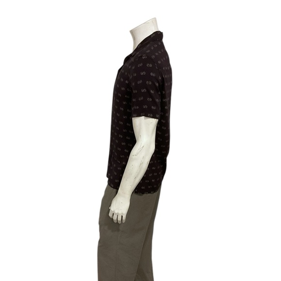 Allsaints Mens Snakeyes Print Black Short Sleeve Button Shirt - Picture 3 of 4